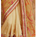Enchanting Beige Colored Embroidered Tussar Silk Net Saree